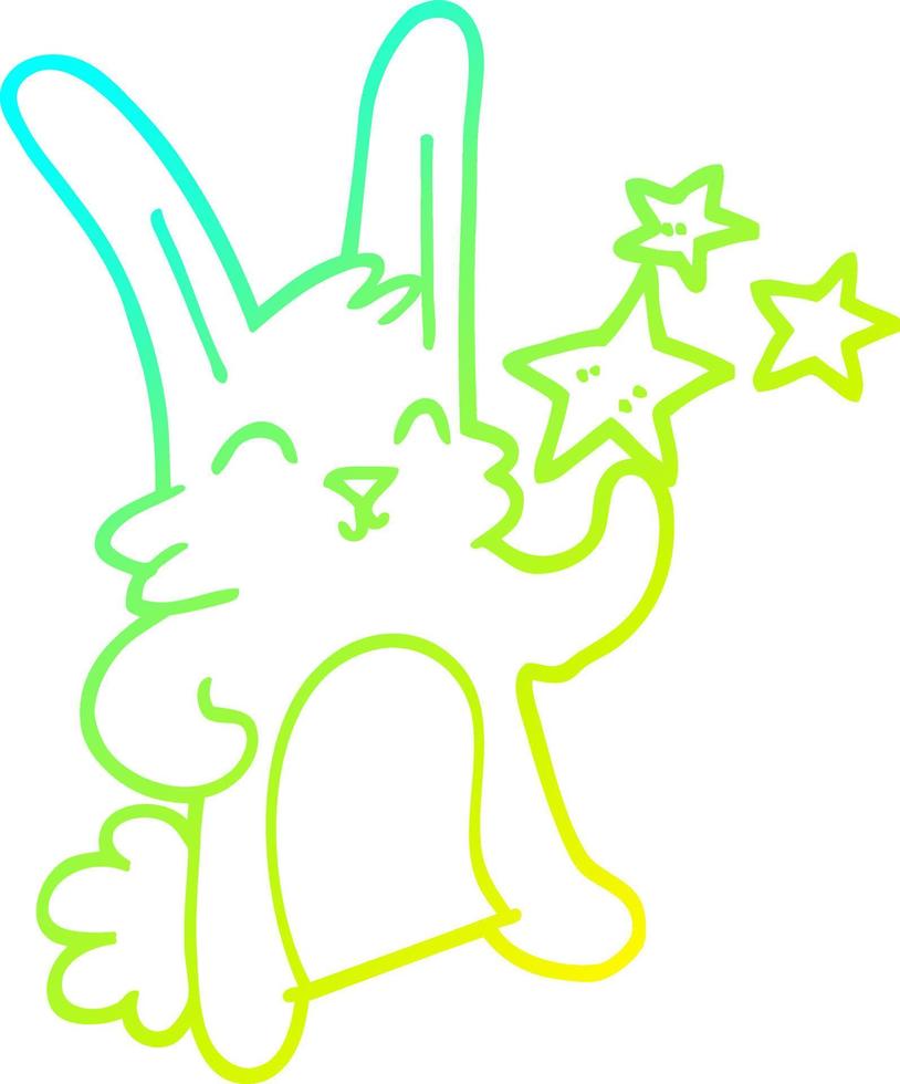 koude gradiënt lijntekening cartoon gelukkig konijn vector