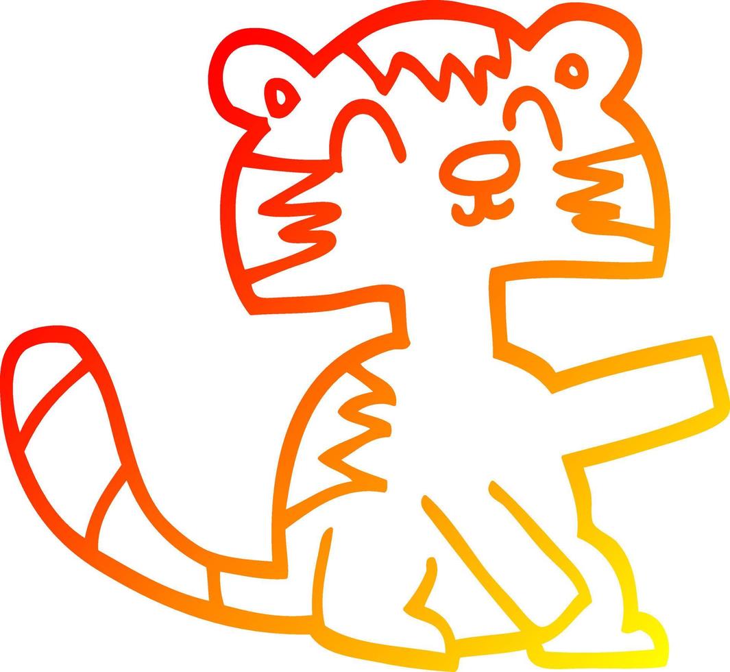 warme gradiënt lijntekening cartoon gelukkige kat vector