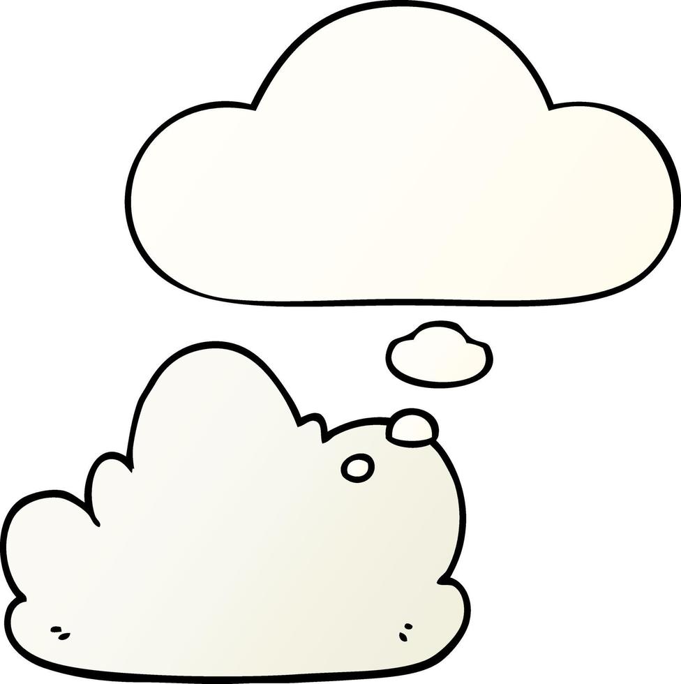 cartoonwolk en gedachtebel in vloeiende verloopstijl vector