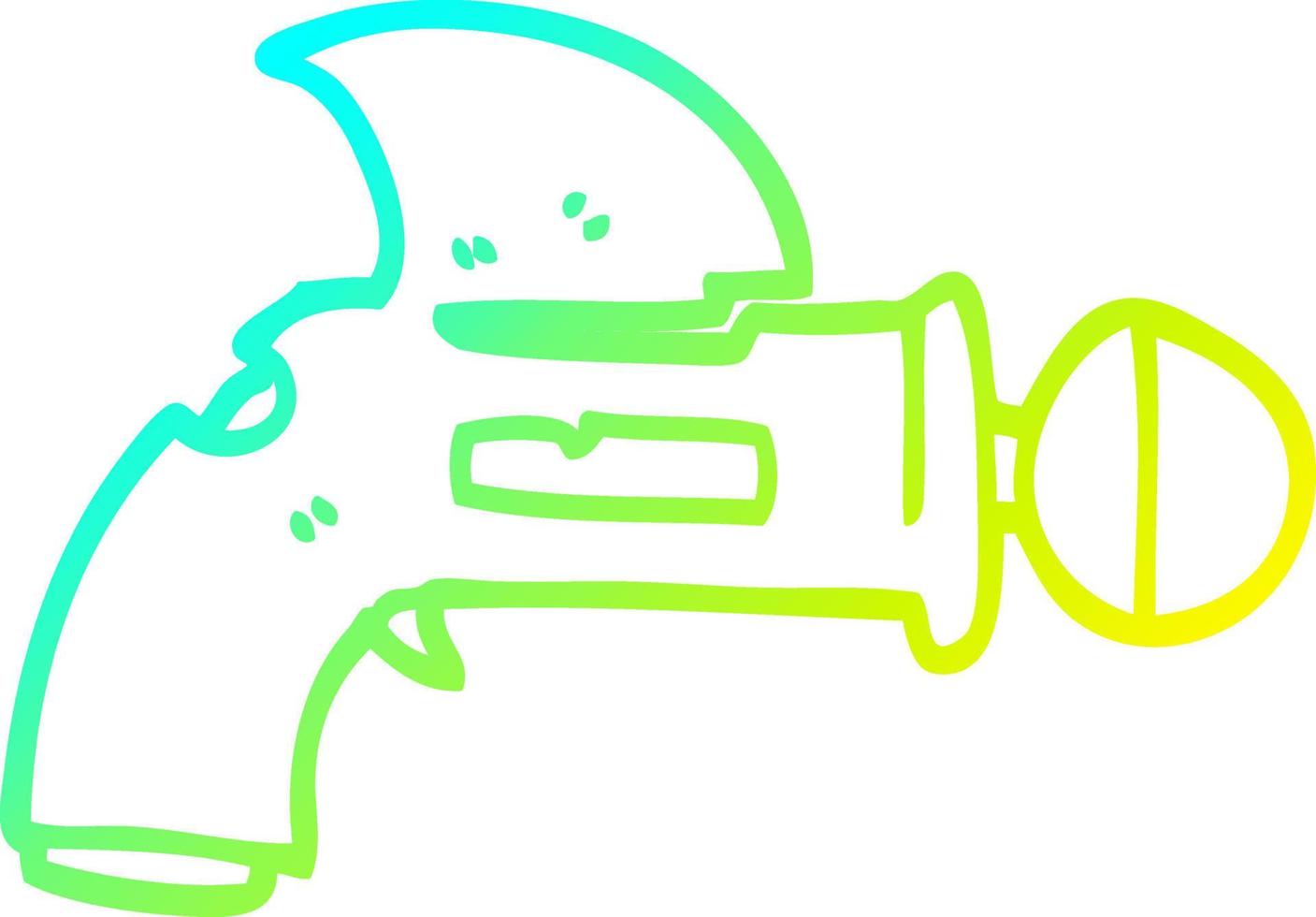 koude gradiënt lijntekening cartoon ray gun vector