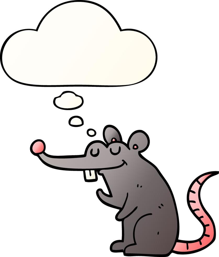 cartoon rat en gedachte bel in vloeiende verloopstijl vector