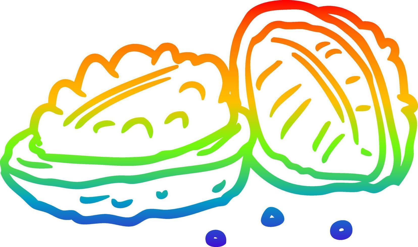 regenbooggradiënt lijntekening walnoten vector