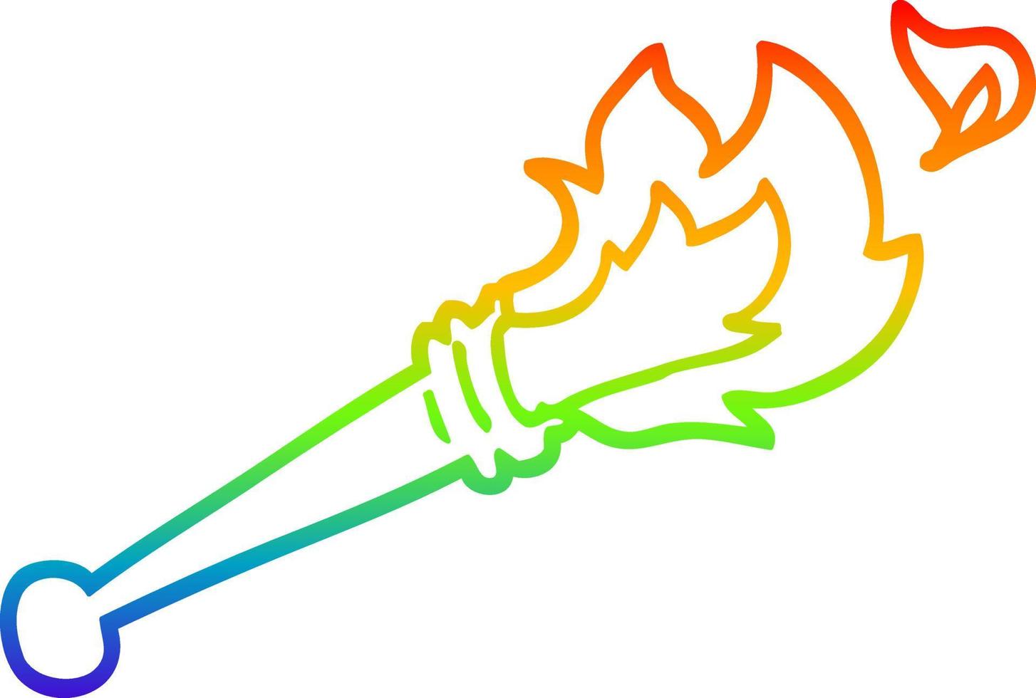 regenbooggradiënt lijntekening cartoon sport fakkel vector