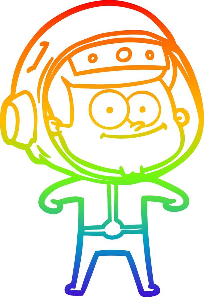 regenbooggradiënt lijntekening happy astronaut cartoon vector