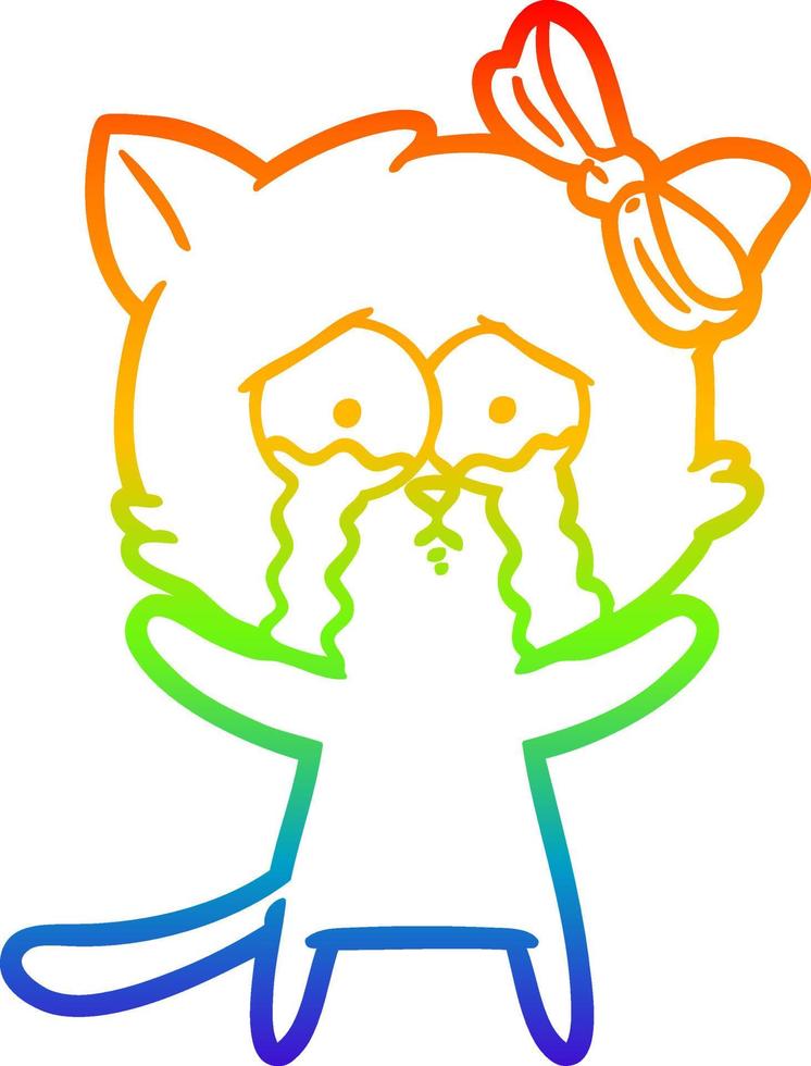 regenbooggradiënt lijntekening cartoon kat vector