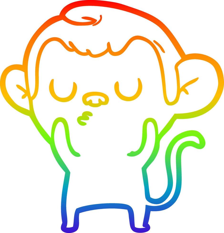 regenbooggradiënt lijntekening cartoon aap vector