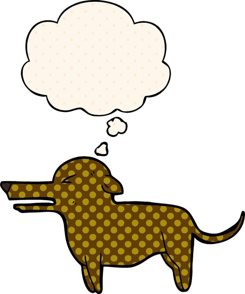 cartoon hond en gedachte bel in stripboekstijl vector