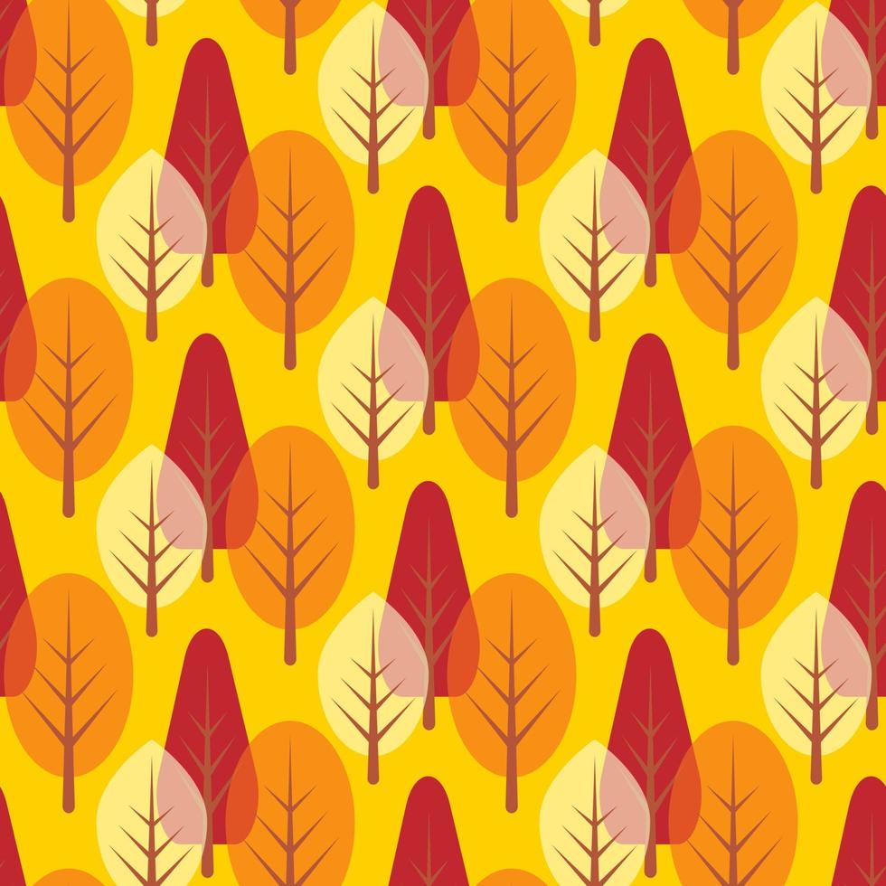 naadloos herfstpatroon, bos, bomen in warme kleuren vector