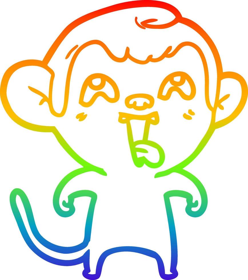 regenbooggradiënt lijntekening gekke cartoon aap vector