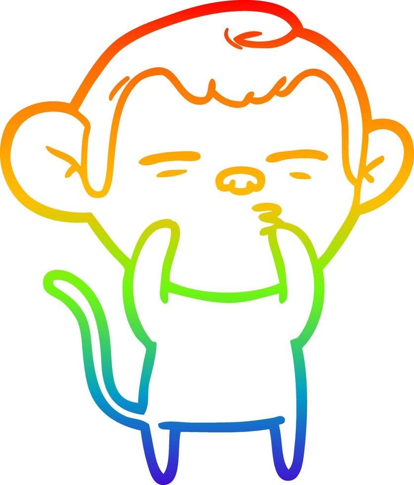 regenbooggradiënt lijntekening cartoon verdachte aap vector