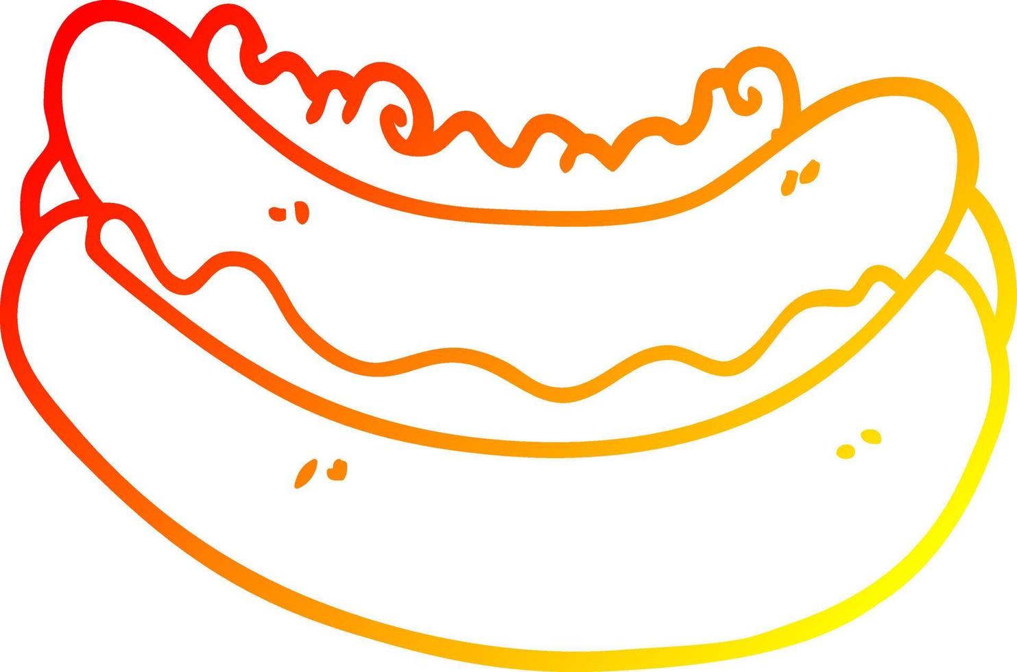 warme gradiënt lijntekening cartoon hotdog in een knot vector