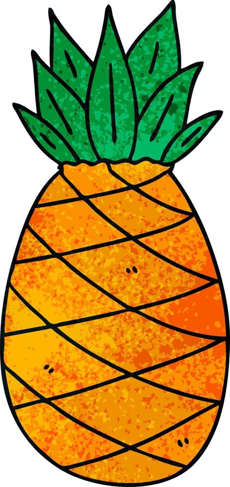 eigenzinnige handgetekende cartoon ananas vector