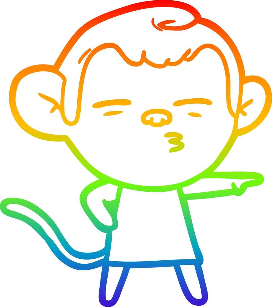 regenbooggradiënt lijntekening cartoon verdachte aap vector