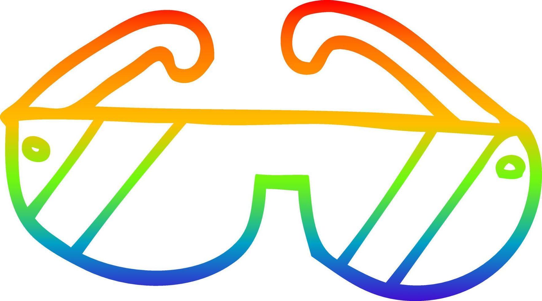 regenbooggradiënt lijntekening cartoon veiligheidsbril vector