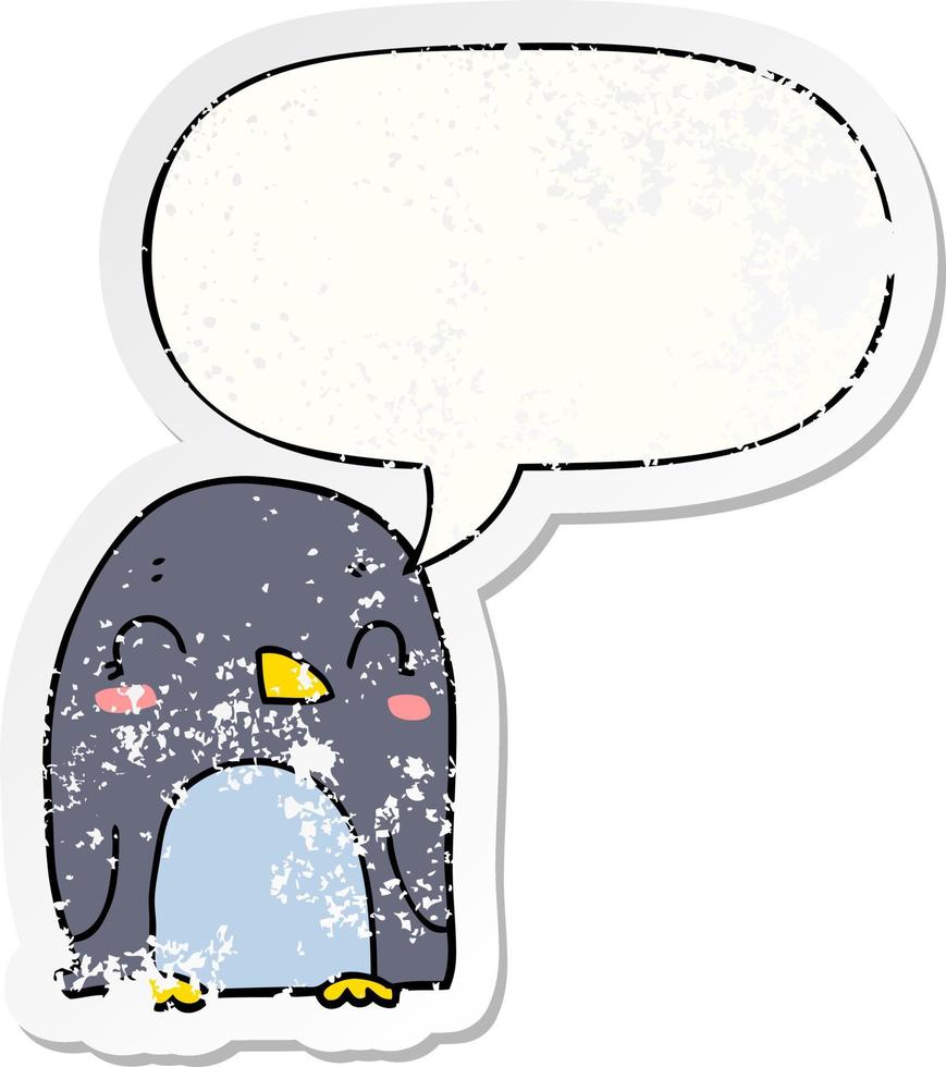 cartoon pinguïn en tekstballon noodlijdende sticker vector