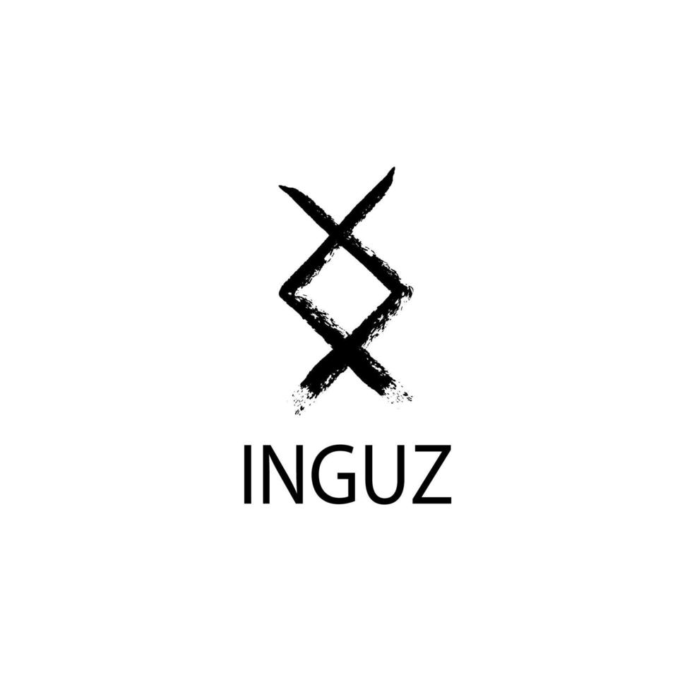rune inguz. handgetekende wax krijt textuur, mystieke, esoterische, occulte, magische glyphs. voor game-interface. vector