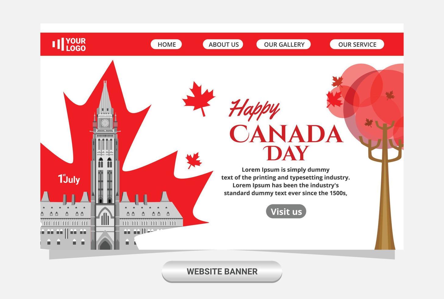 ontwerpsjabloon voor digitale media voor het land van Canada, eersteklas modelontwerp vector