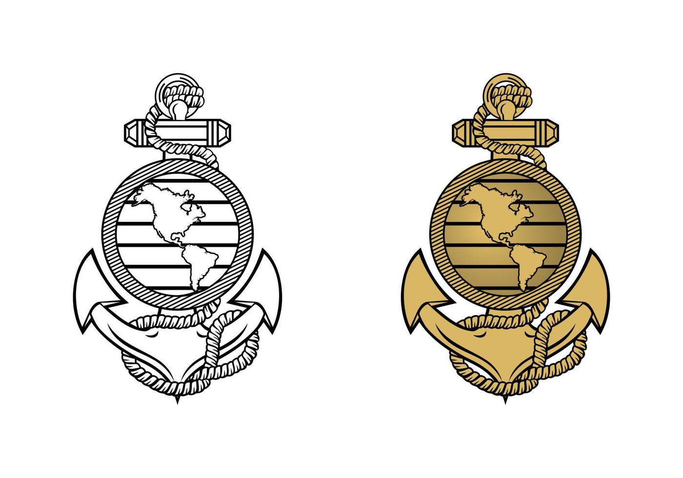 United State Marine Corps globe en anker ega ontwerp illustratie vector