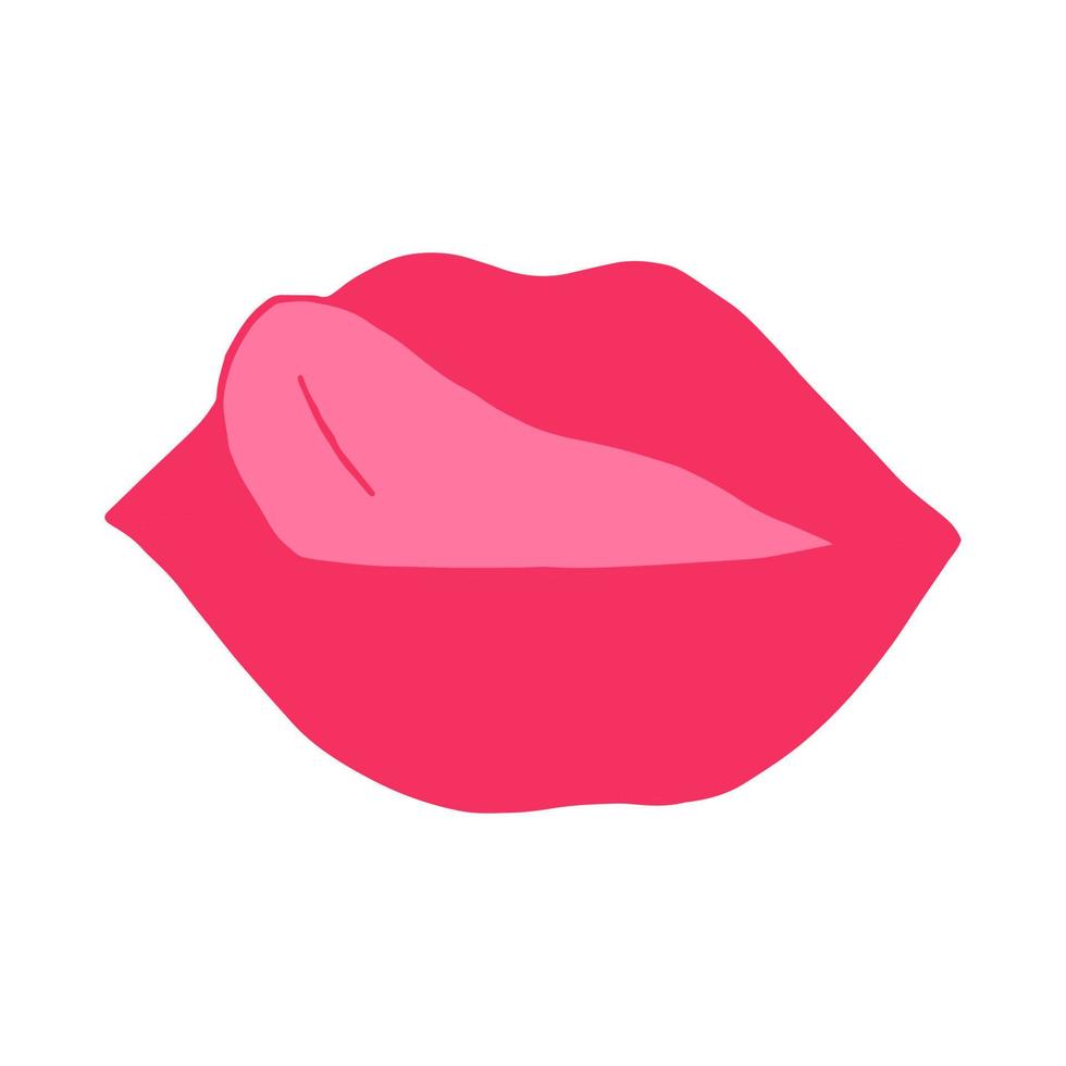 lippen met roze lippenstift icoon. mond illustratie hand getekend in cartoon-stijl vector