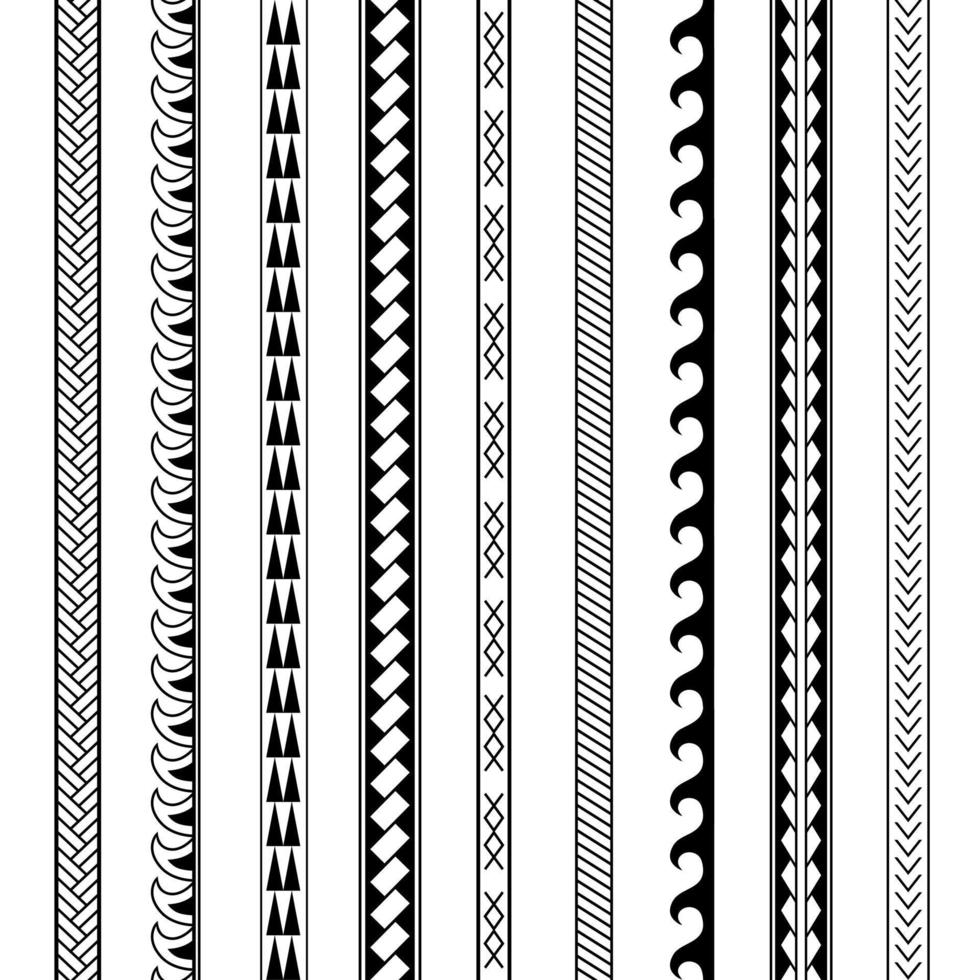 Maori Polynesische tribal geometrische naadloze vector patroon set.