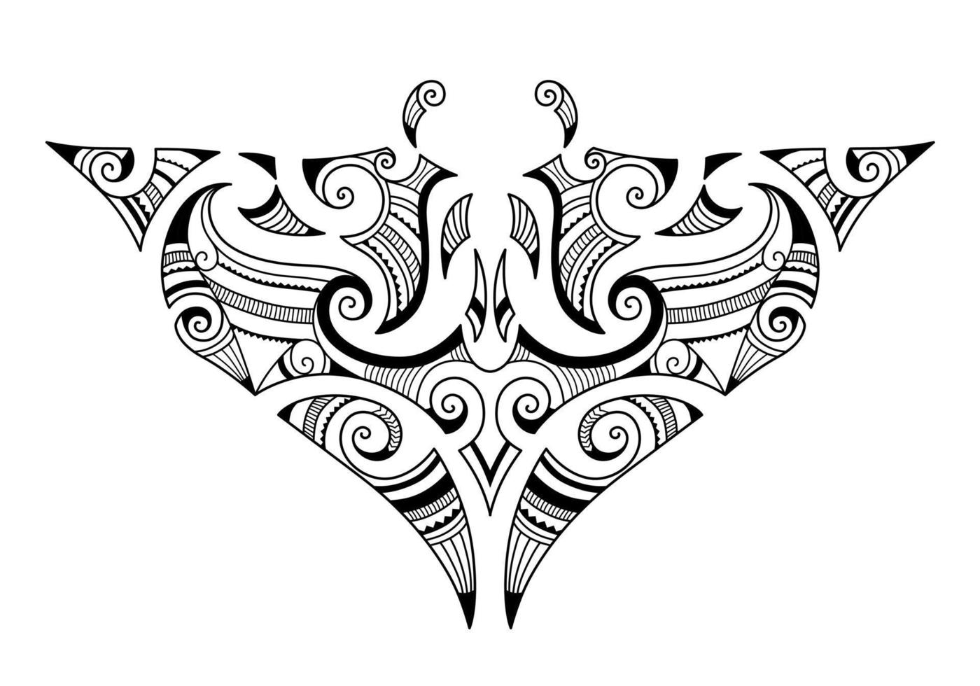 manta ray maori tattoo ornament vector