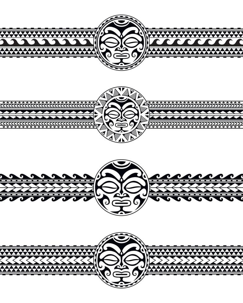 set van Maori Polynesische tattoo armbanden grens. tribal mouw naadloze patroon vector. vector