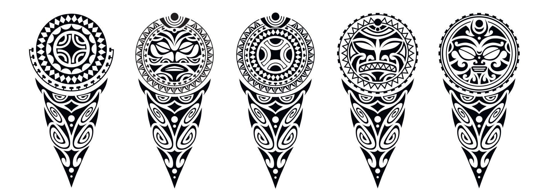 set tattoo schets maori stijl voor been of schouder. vector