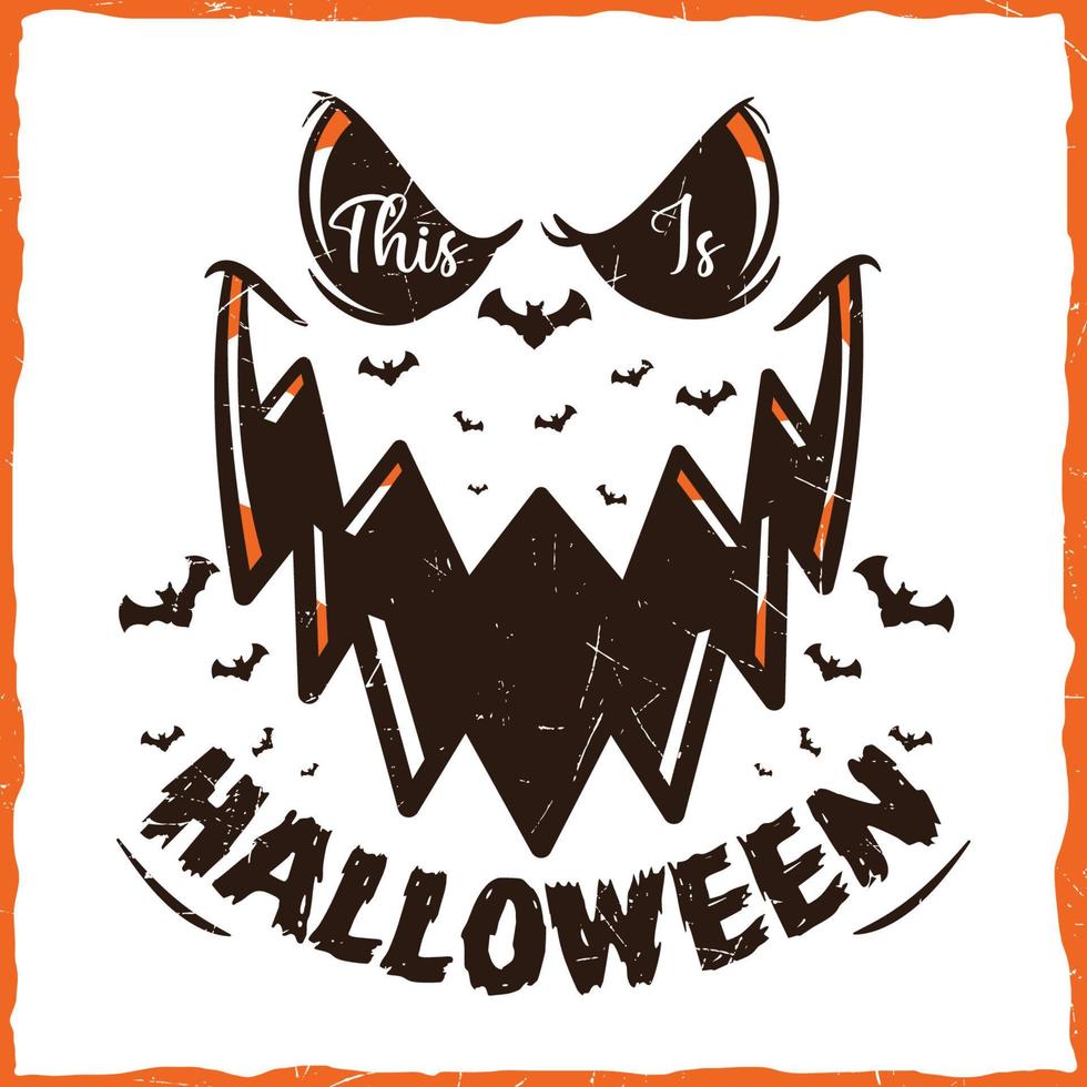 happy halloween eng feest pompoen illustratie afdrukken citaat retro vintage t-shirt svg ontwerp vector