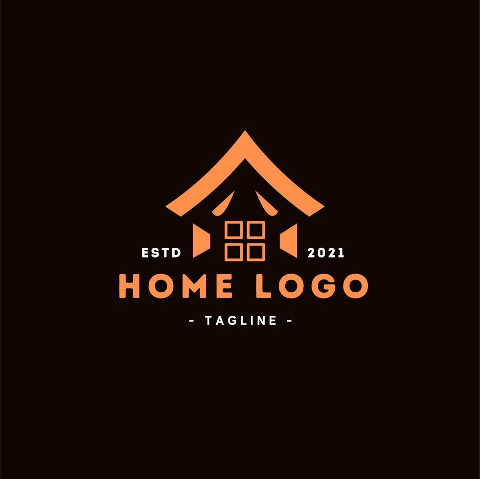 abstracte huis logo ontwerpsjabloon. premium onroerend goed teken. universele bescherming zorg huis realty business vector icoon. negatief ruimte-idee-logotype