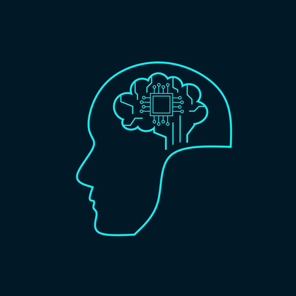 pictogram symbool menselijk brein processor perfect voor kunstmatige intelligentie concept vector