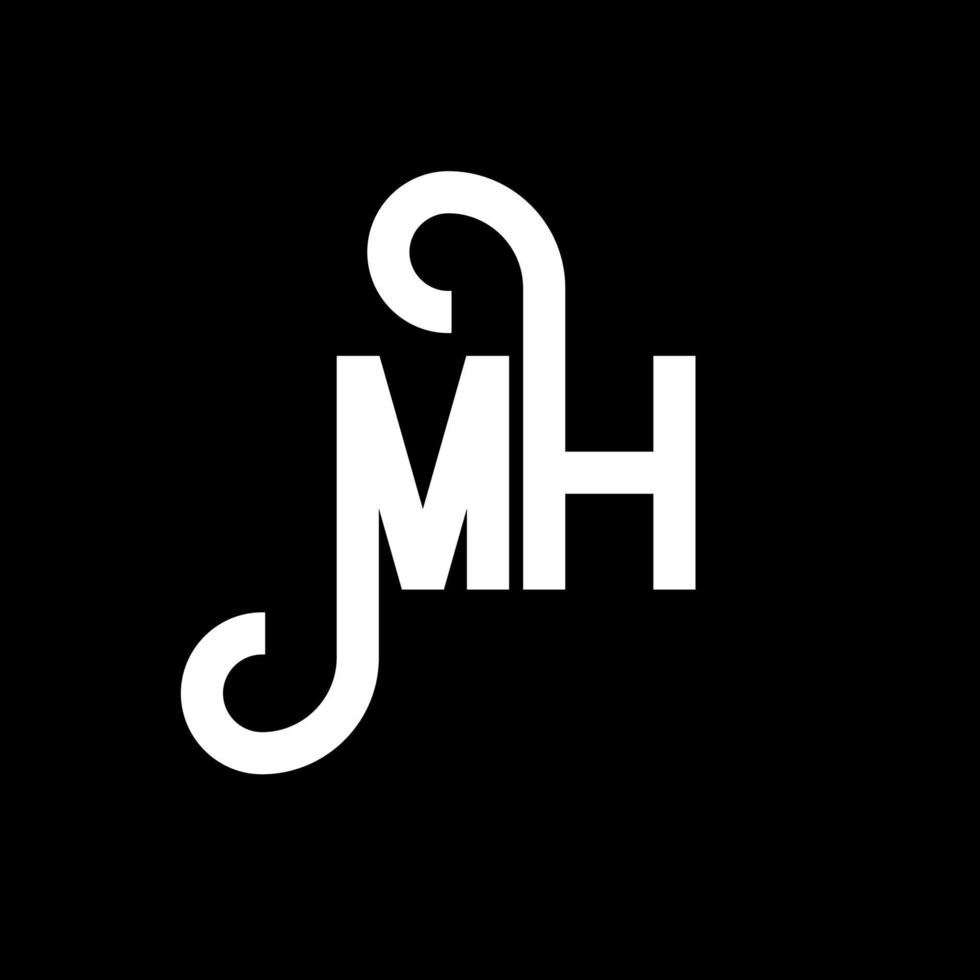 mh brief logo ontwerp. beginletters mh logo icoon. abstracte letter mh minimale logo ontwerpsjabloon. mh brief ontwerp vector met zwarte kleuren. mh-logo