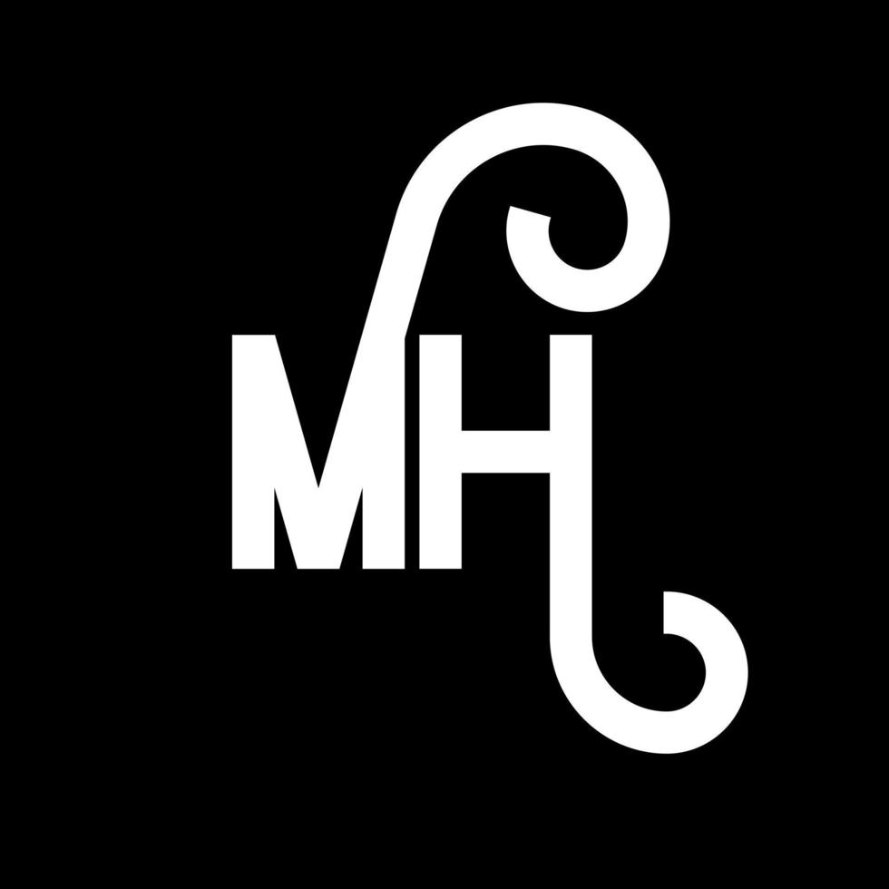 mh brief logo ontwerp. beginletters mh logo icoon. abstracte letter mh minimale logo ontwerpsjabloon. mh brief ontwerp vector met zwarte kleuren. mh-logo