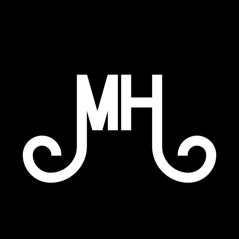 mh brief logo ontwerp. beginletters mh logo icoon. abstracte letter mh minimale logo ontwerpsjabloon. mh brief ontwerp vector met zwarte kleuren. mh-logo