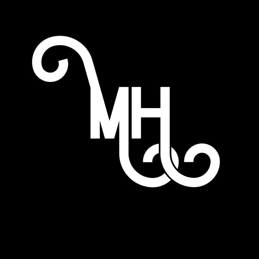 mh brief logo ontwerp. beginletters mh logo icoon. abstracte letter mh minimale logo ontwerpsjabloon. mh brief ontwerp vector met zwarte kleuren. mh-logo