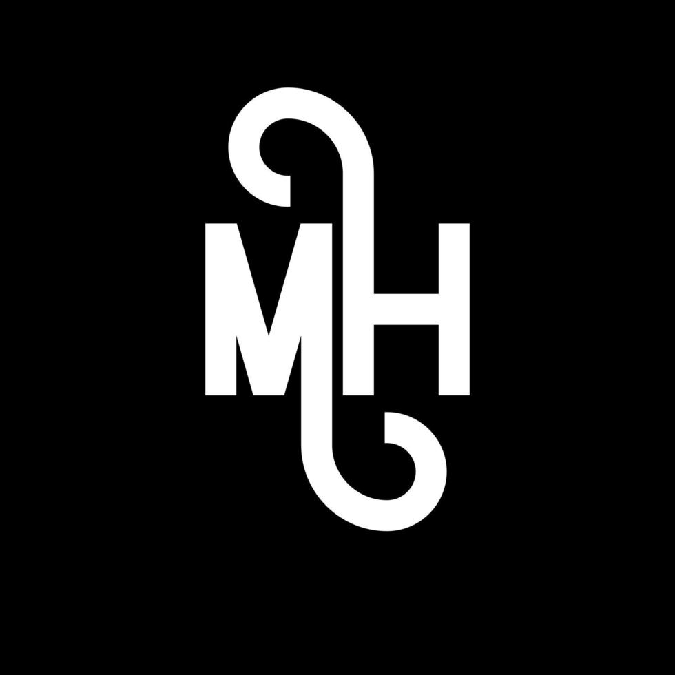 mh brief logo ontwerp. beginletters mh logo icoon. abstracte letter mh minimale logo ontwerpsjabloon. mh brief ontwerp vector met zwarte kleuren. mh-logo