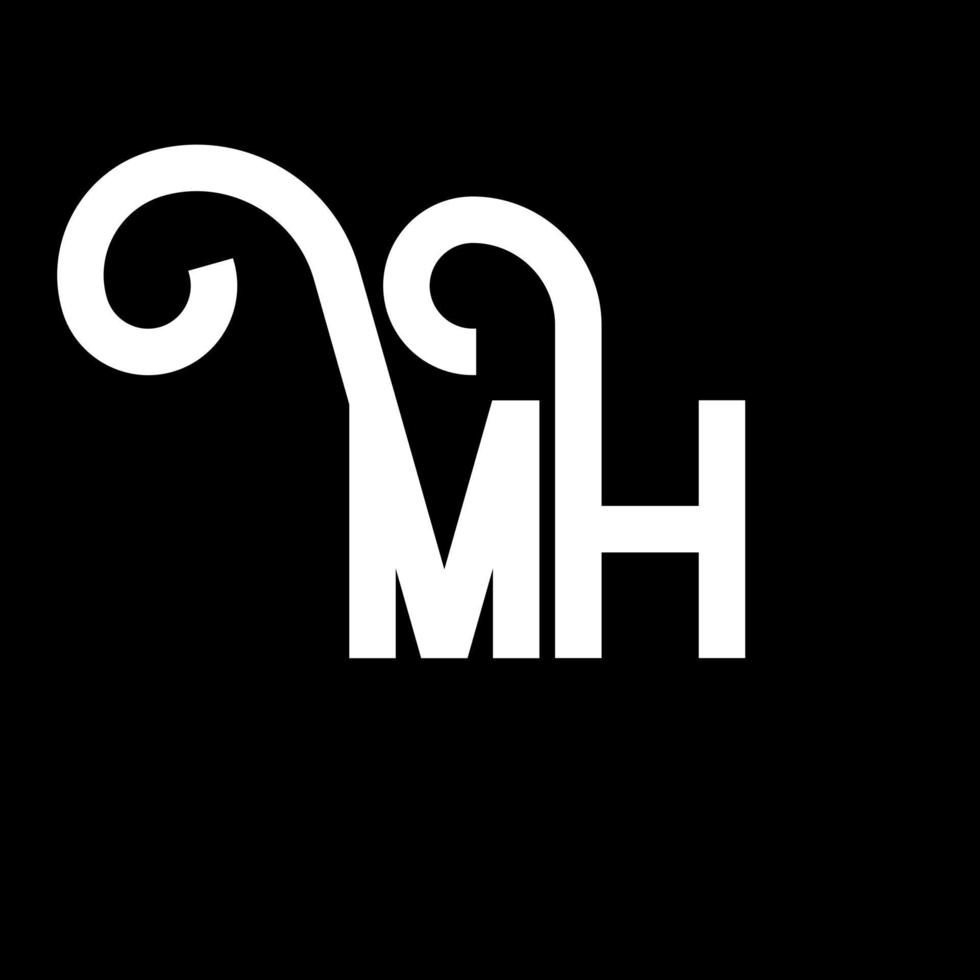 mh brief logo ontwerp. beginletters mh logo icoon. abstracte letter mh minimale logo ontwerpsjabloon. mh brief ontwerp vector met zwarte kleuren. mh-logo