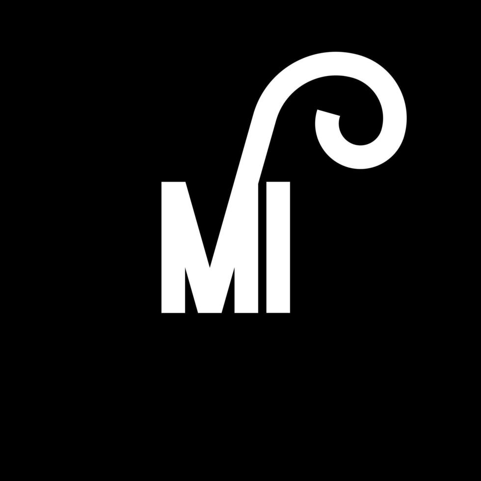 mi brief logo ontwerp. beginletters mi logo icoon. abstracte letter mi minimale logo ontwerpsjabloon. mi brief ontwerp vector met zwarte kleuren. mi-logo