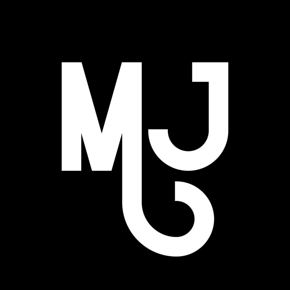 mj brief logo ontwerp. beginletters mj logo icoon. abstracte letter mj minimale logo ontwerpsjabloon. mj brief ontwerp vector met zwarte kleuren. mj-logo