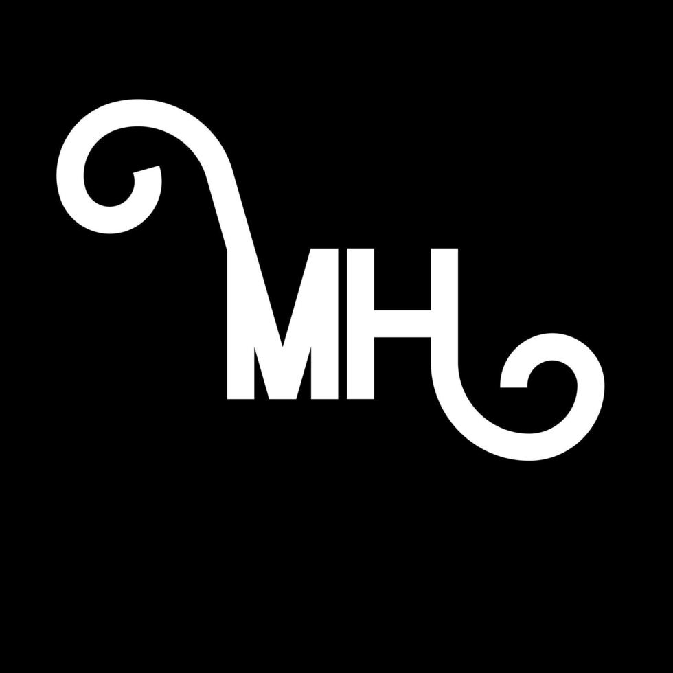 mh brief logo ontwerp. beginletters mh logo icoon. abstracte letter mh minimale logo ontwerpsjabloon. mh brief ontwerp vector met zwarte kleuren. mh-logo