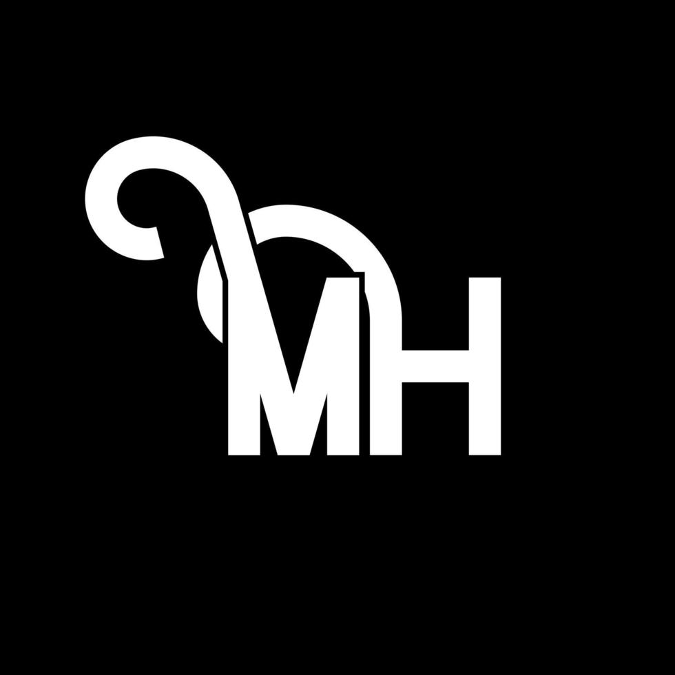 mh brief logo ontwerp. beginletters mh logo icoon. abstracte letter mh minimale logo ontwerpsjabloon. mh brief ontwerp vector met zwarte kleuren. mh-logo