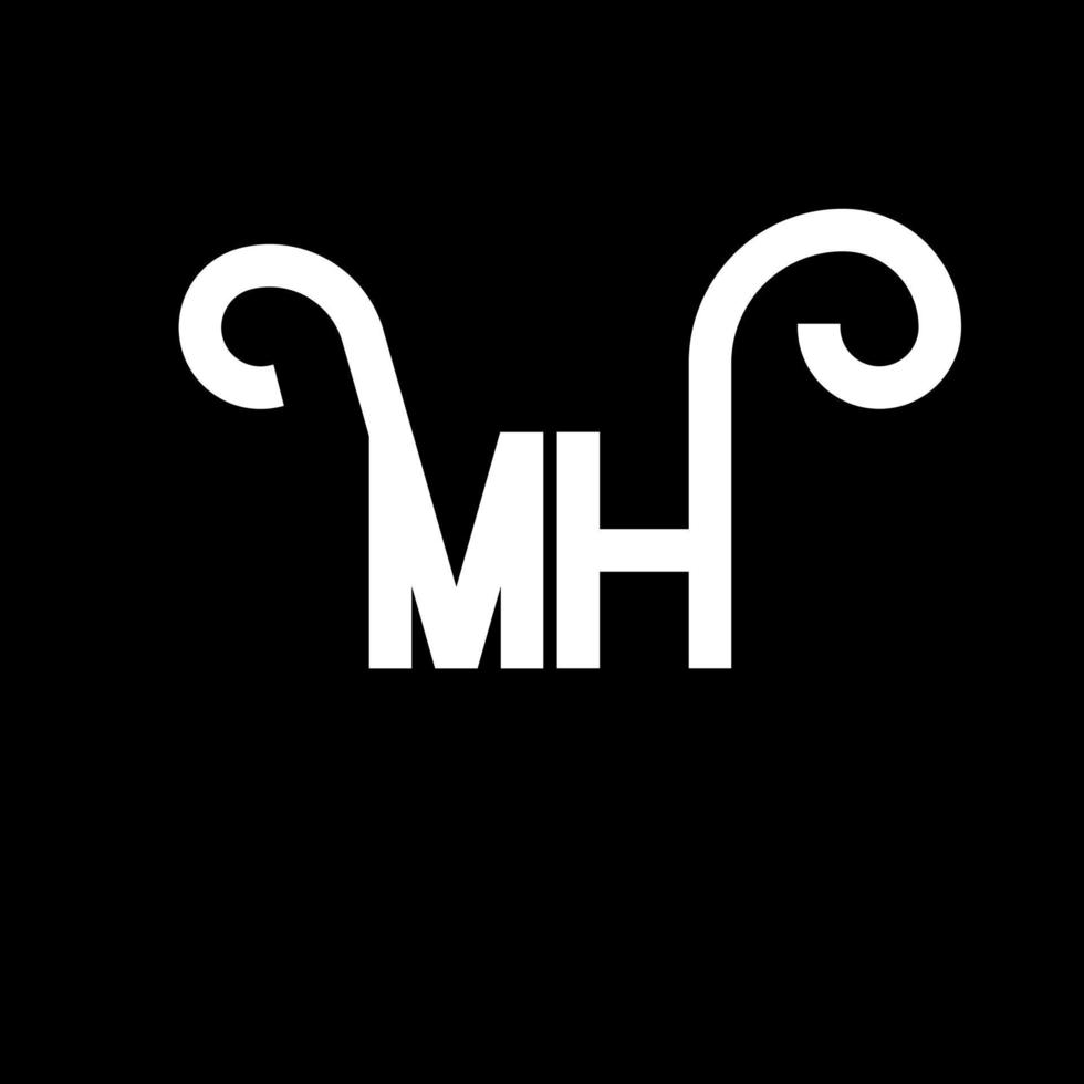 mh brief logo ontwerp. beginletters mh logo icoon. abstracte letter mh minimale logo ontwerpsjabloon. mh brief ontwerp vector met zwarte kleuren. mh-logo