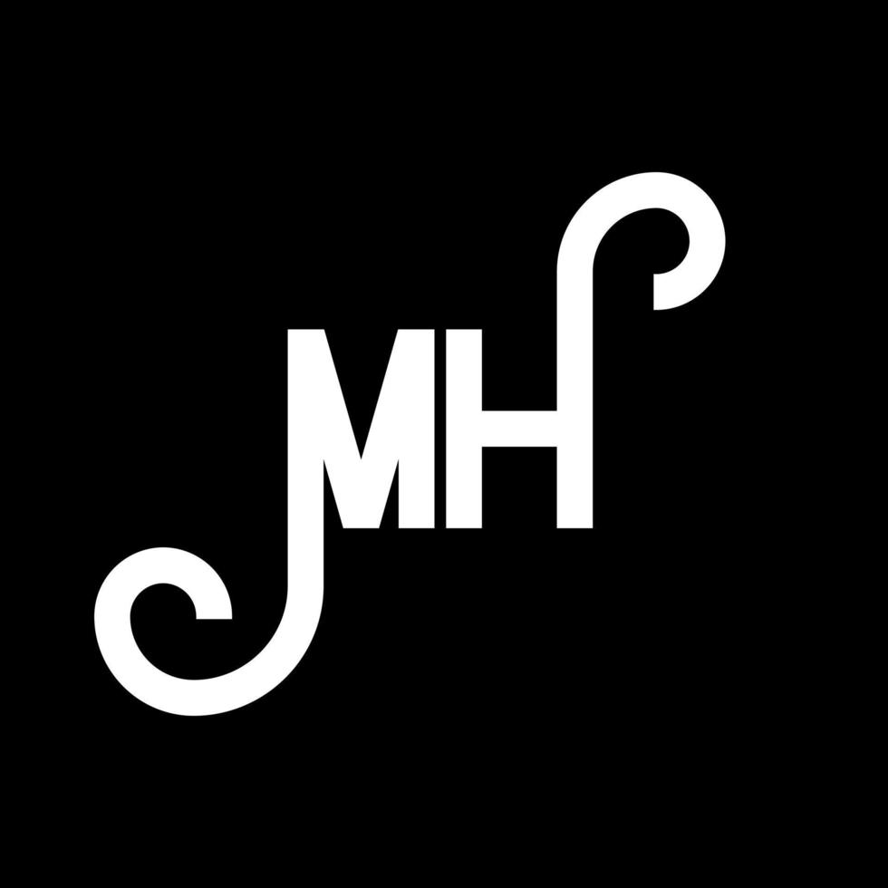 mh brief logo ontwerp. beginletters mh logo icoon. abstracte letter mh minimale logo ontwerpsjabloon. mh brief ontwerp vector met zwarte kleuren. mh-logo