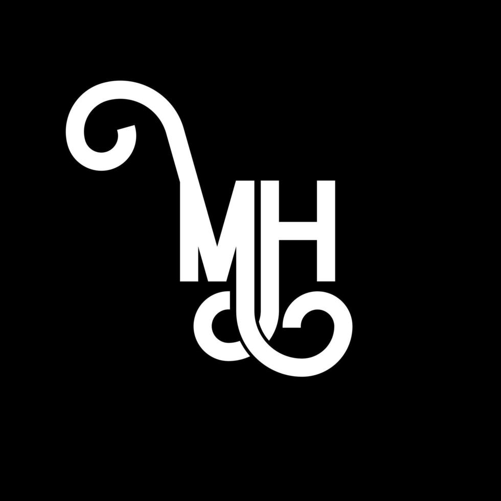 mh brief logo ontwerp. beginletters mh logo icoon. abstracte letter mh minimale logo ontwerpsjabloon. mh brief ontwerp vector met zwarte kleuren. mh-logo