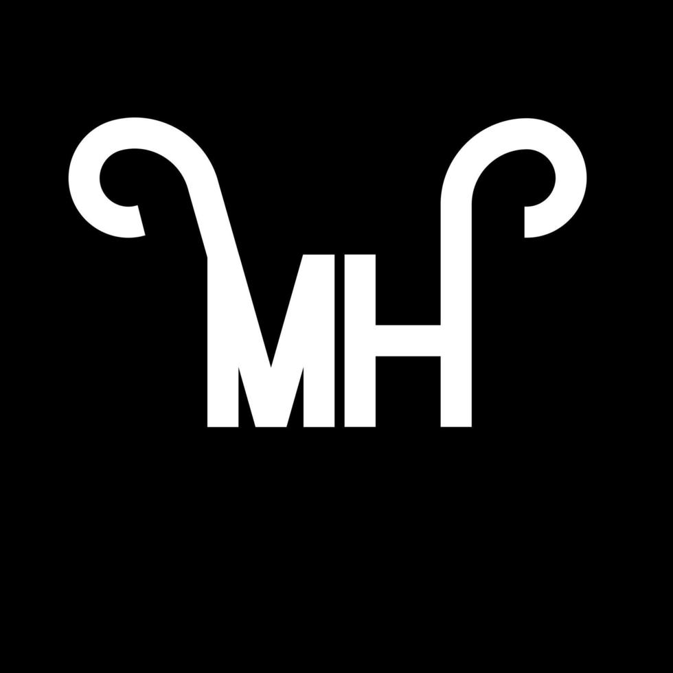 mh brief logo ontwerp. beginletters mh logo icoon. abstracte letter mh minimale logo ontwerpsjabloon. mh brief ontwerp vector met zwarte kleuren. mh-logo