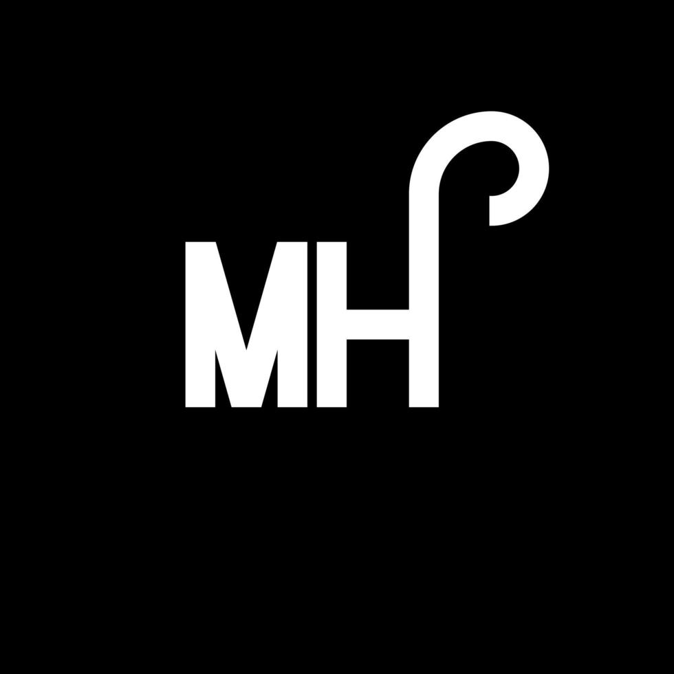 mh brief logo ontwerp. beginletters mh logo icoon. abstracte letter mh minimale logo ontwerpsjabloon. mh brief ontwerp vector met zwarte kleuren. mh-logo