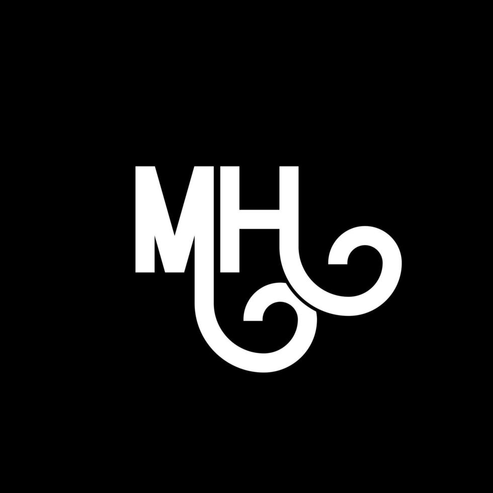 mh brief logo ontwerp. beginletters mh logo icoon. abstracte letter mh minimale logo ontwerpsjabloon. mh brief ontwerp vector met zwarte kleuren. mh-logo