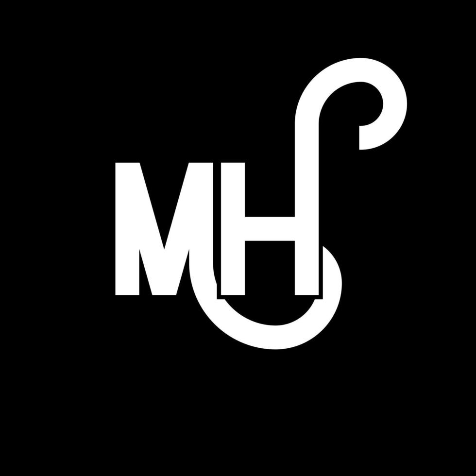 mh brief logo ontwerp. beginletters mh logo icoon. abstracte letter mh minimale logo ontwerpsjabloon. mh brief ontwerp vector met zwarte kleuren. mh-logo