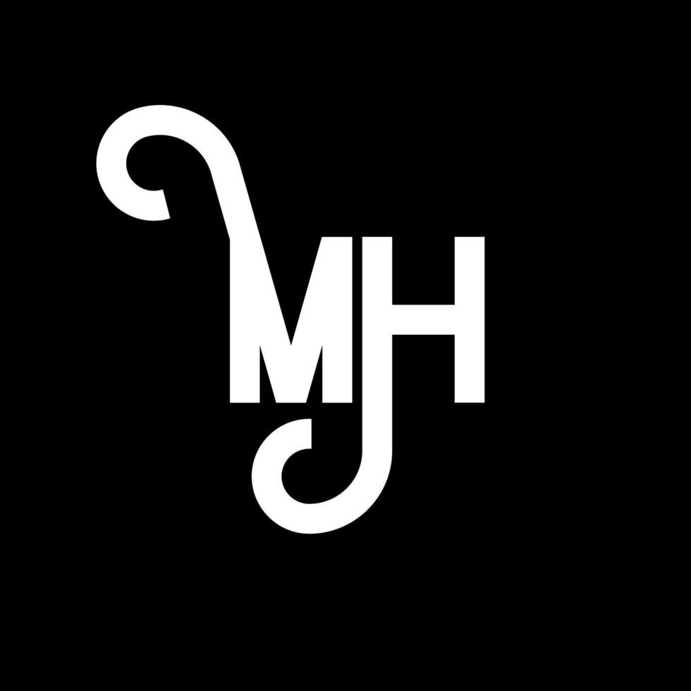 mh brief logo ontwerp. beginletters mh logo icoon. abstracte letter mh minimale logo ontwerpsjabloon. mh brief ontwerp vector met zwarte kleuren. mh-logo