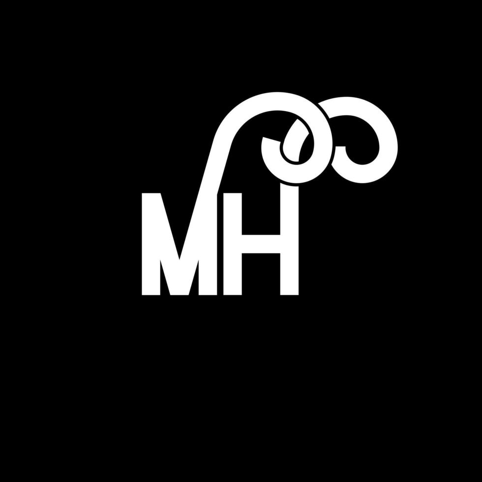 mh brief logo ontwerp. beginletters mh logo icoon. abstracte letter mh minimale logo ontwerpsjabloon. mh brief ontwerp vector met zwarte kleuren. mh-logo