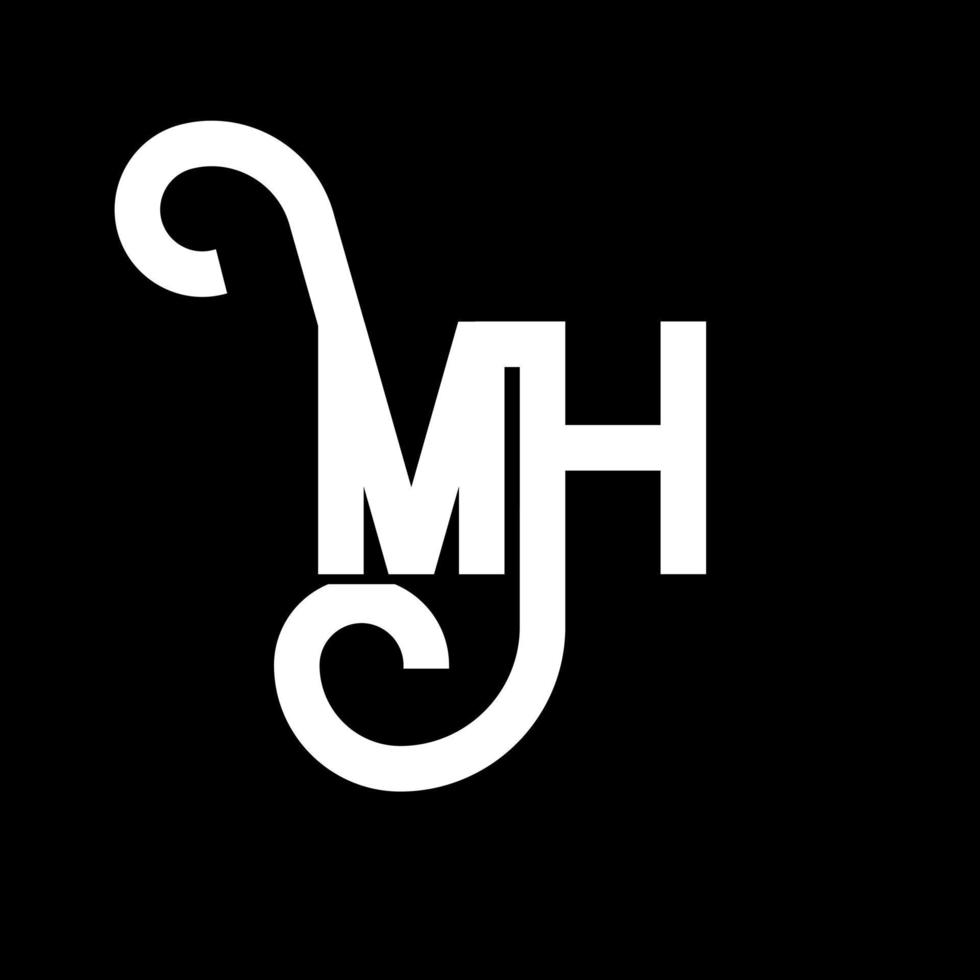 mh brief logo ontwerp. beginletters mh logo icoon. abstracte letter mh minimale logo ontwerpsjabloon. mh brief ontwerp vector met zwarte kleuren. mh-logo